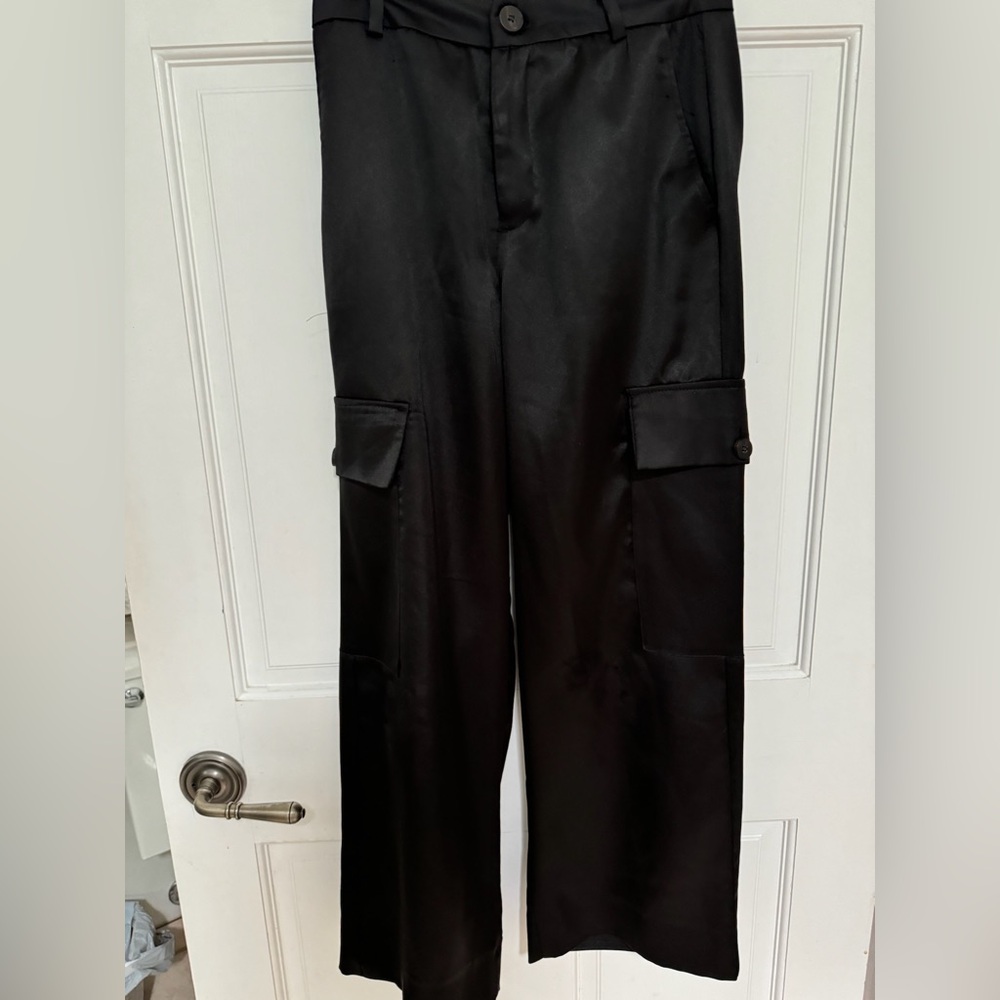 Women’s Black Silk Cargo Pants